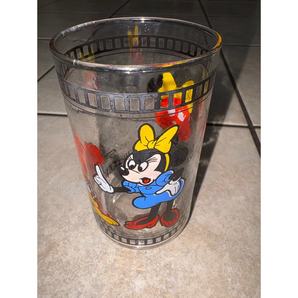 Vintage Disney Mickey Mouse club Minnie Mouse glass cup Pluto